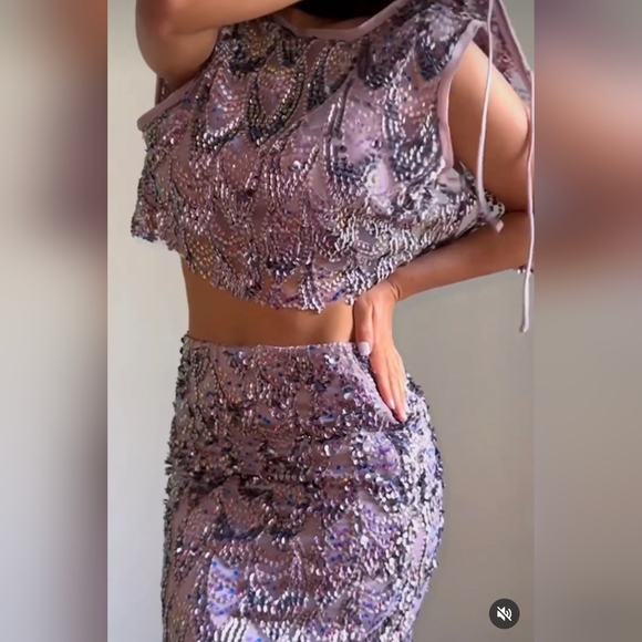 ZARA SEQUIN TOP MULTICOLOR PINK BEIGE NWT XS,L - Picture 3 of 7